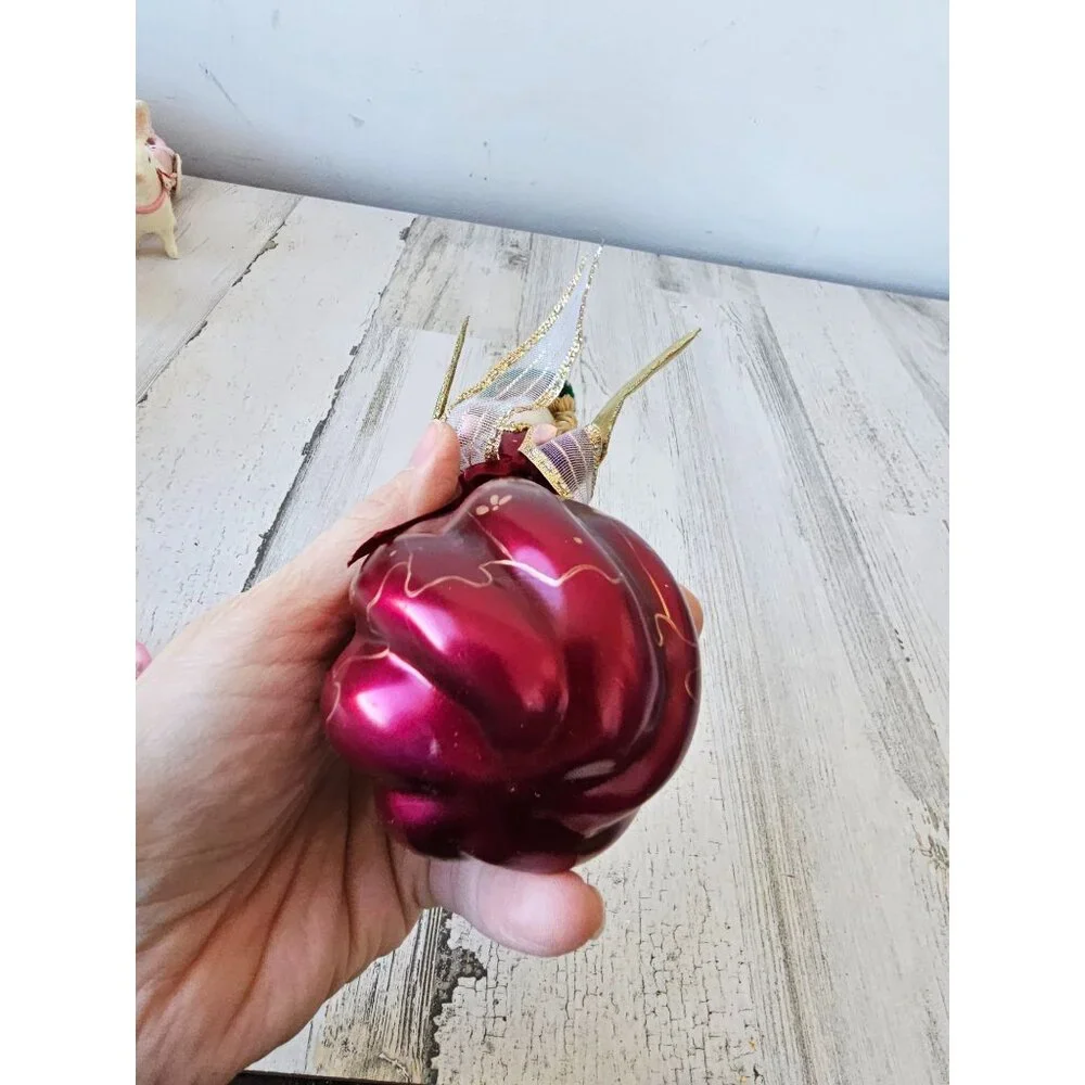 Vintage de carlini? Angel cherub Italian ornament glass‎ gold red Xmas tree